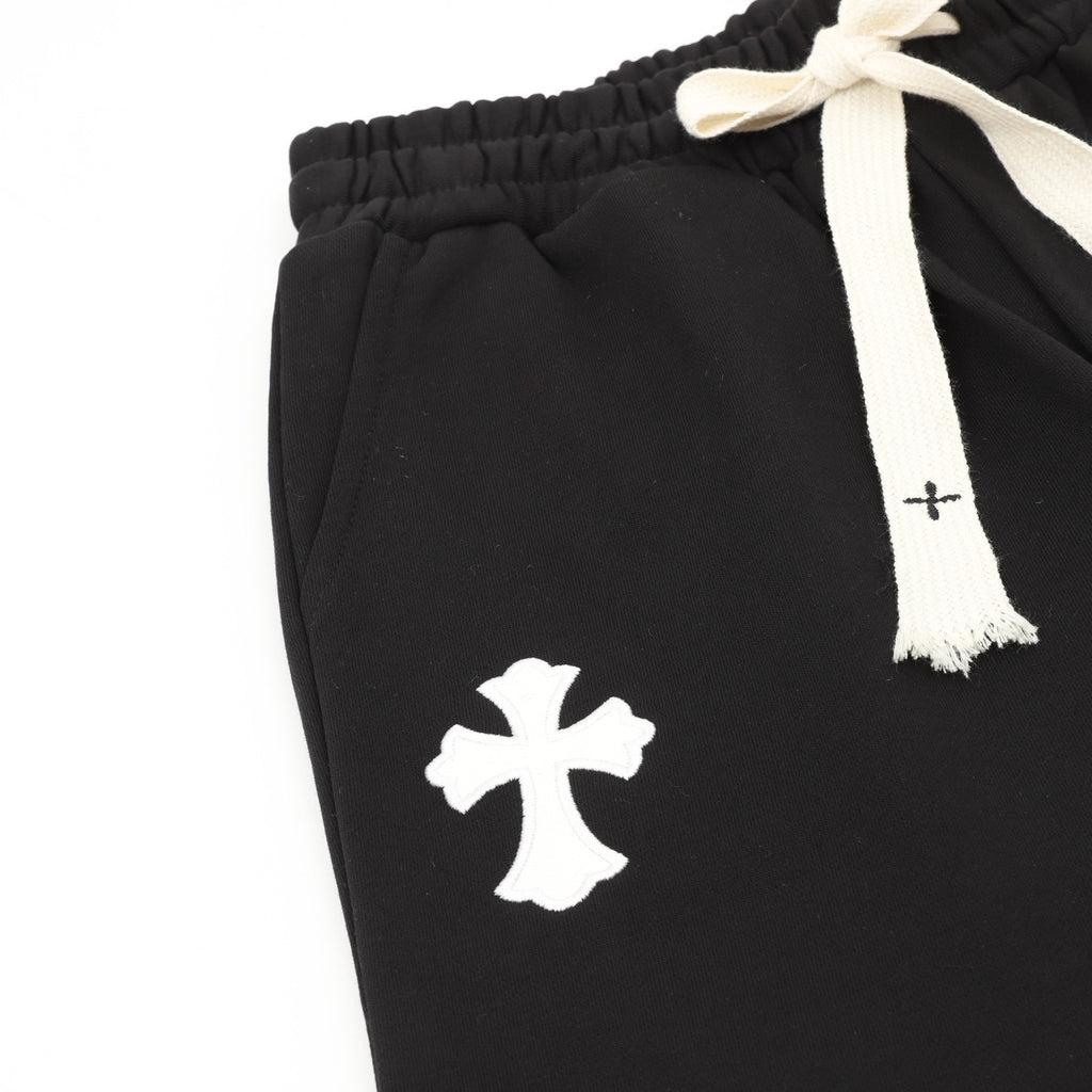 Chrome Hearts Black Shorts with 3D-Printed Embroidered Patches