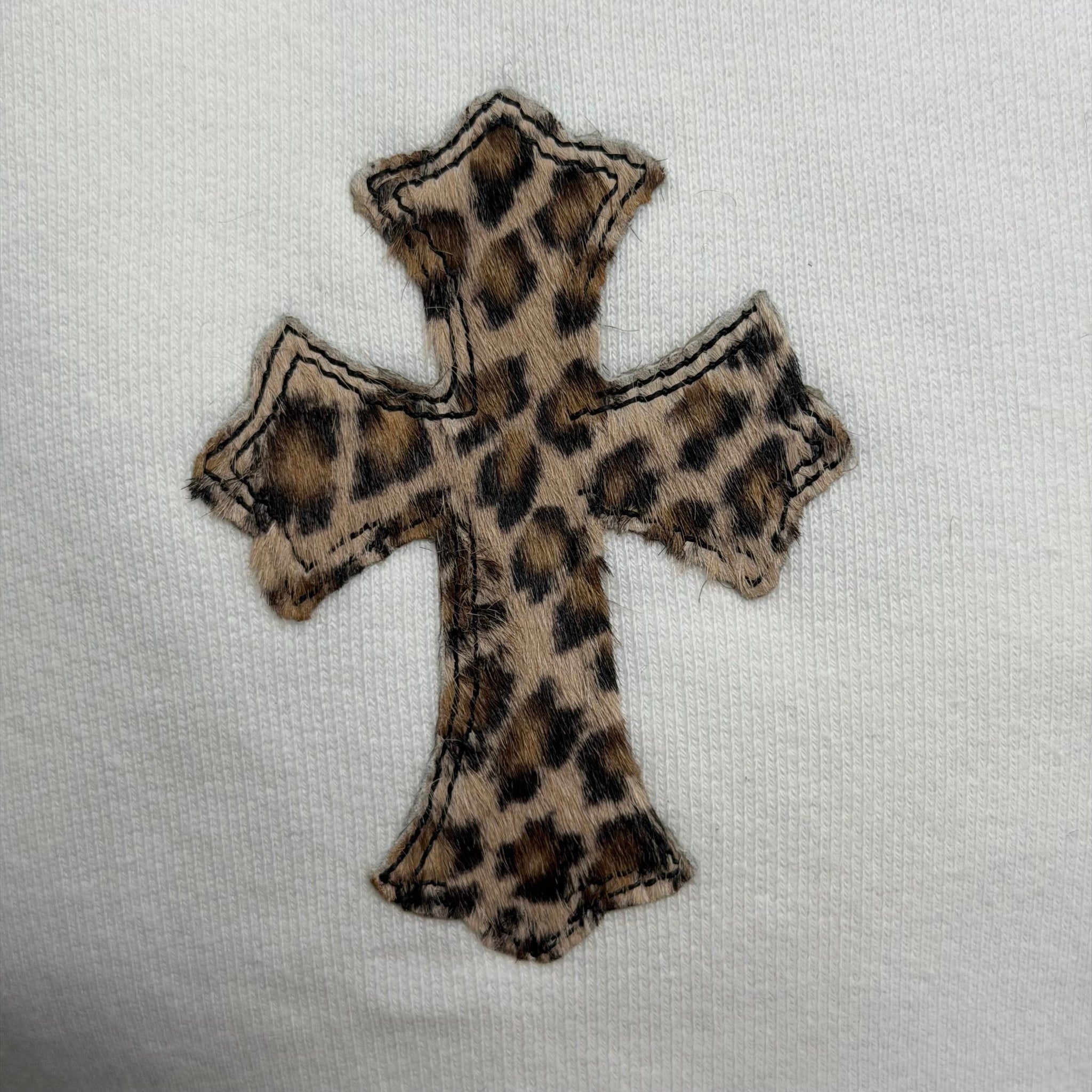 Chrome Hearts Leopard & White Leather Patch Sweatpants White