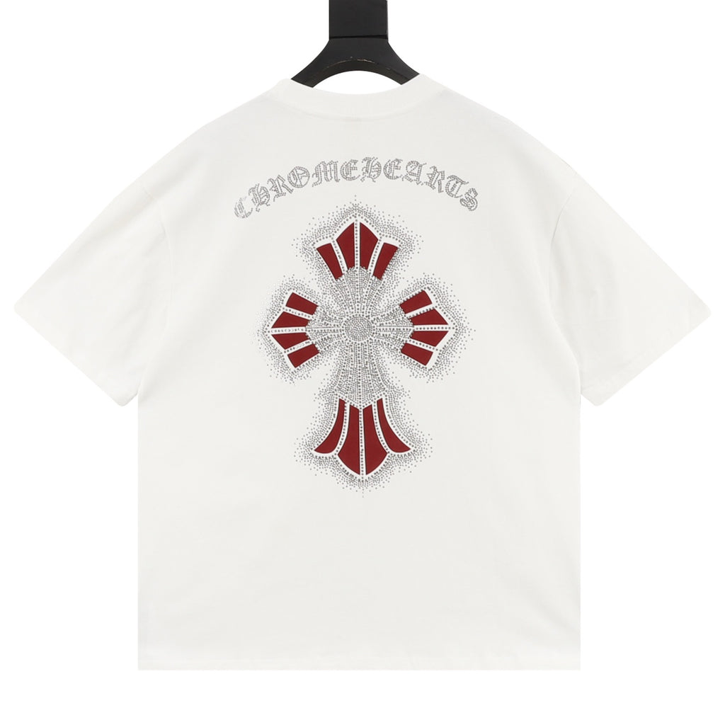 Chrome Hearts Diamond-Studded Cross T-Shirt