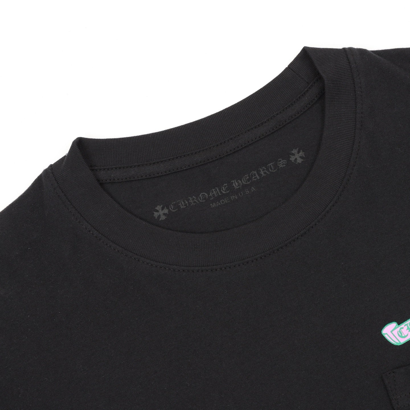 Chrome Hearts Pink and Green Sanskrit Scroll Print T-Shirt