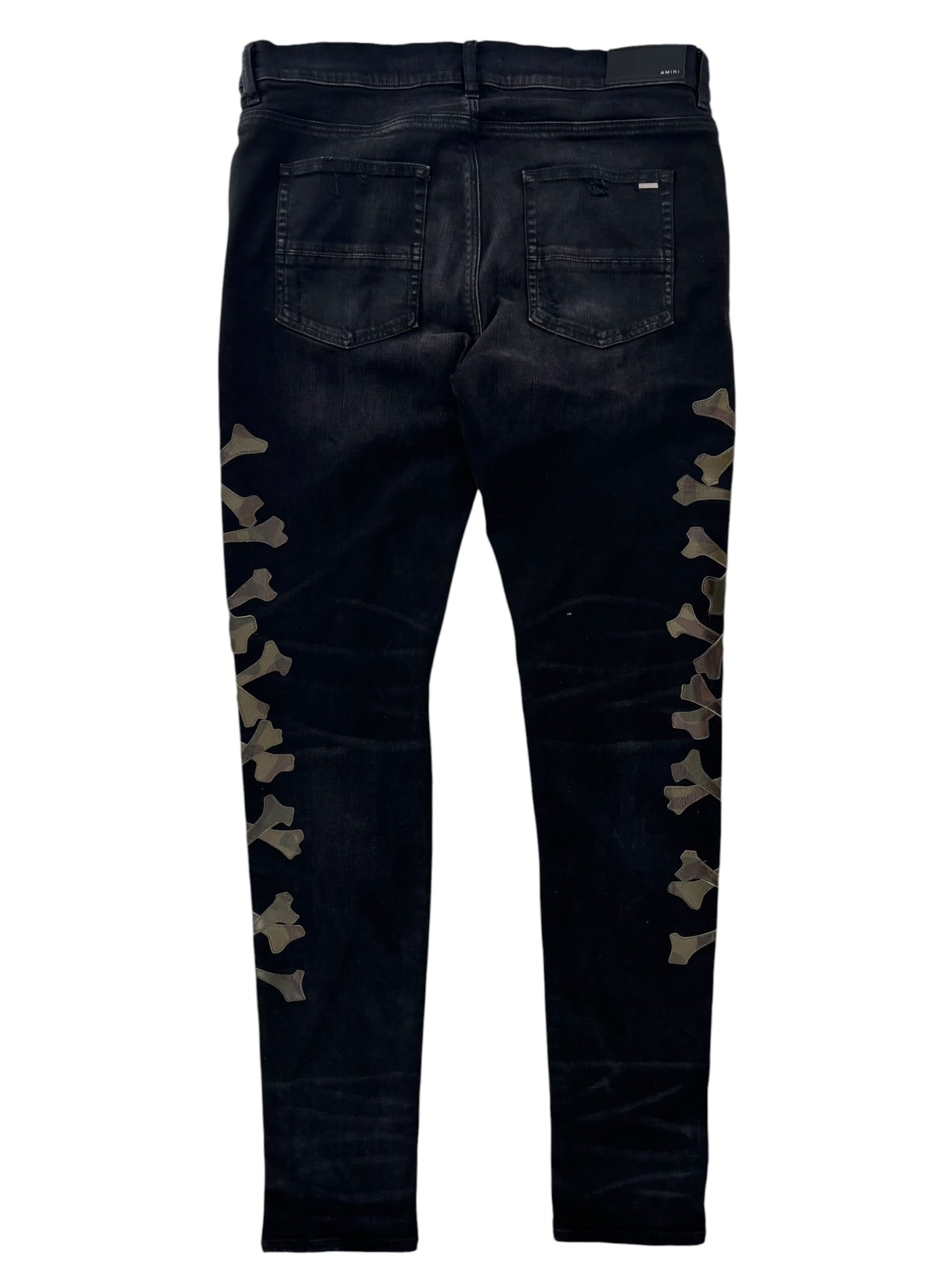 Amiri Camo Bone Jeans Aged Black