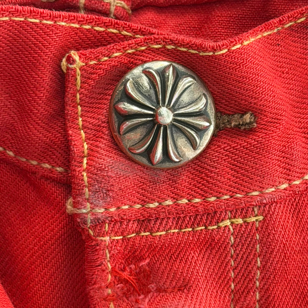 Chrome Hearts 16 Patch Jeans Red