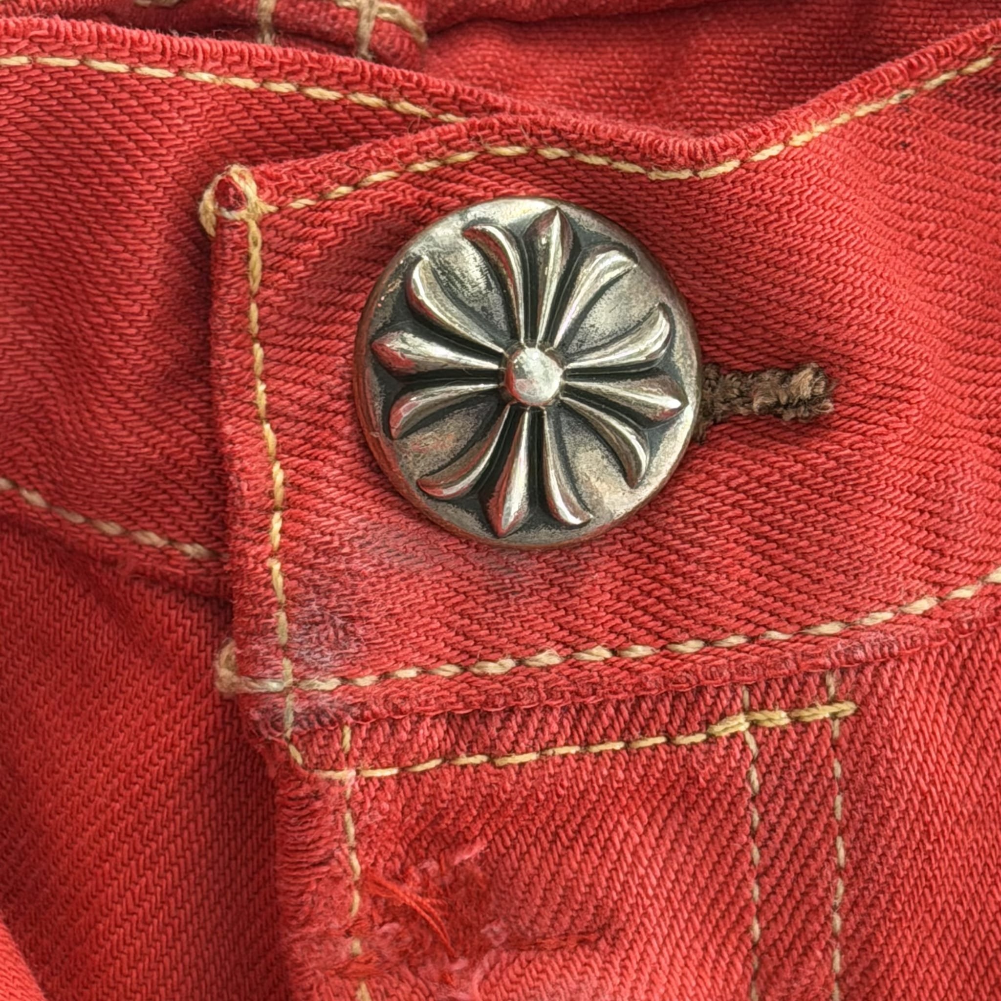 Chrome Hearts 16 Patch Jeans Red