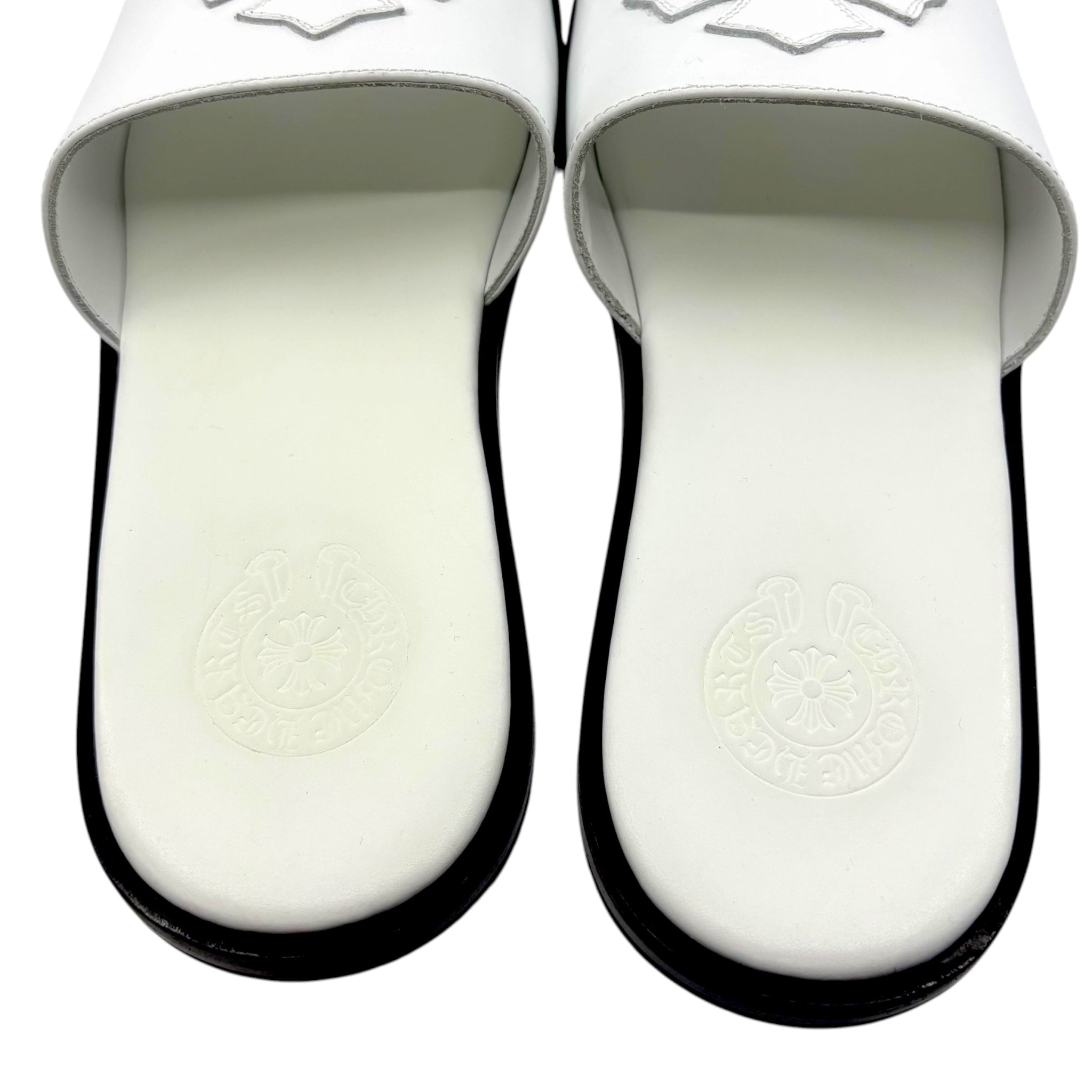 Chrome Hearts Leather Slides White