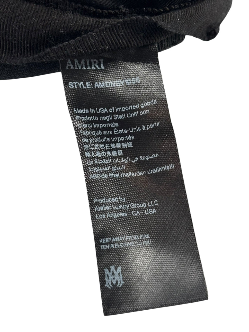 Amiri Hollywood Logo Patch Distressed Denim Black