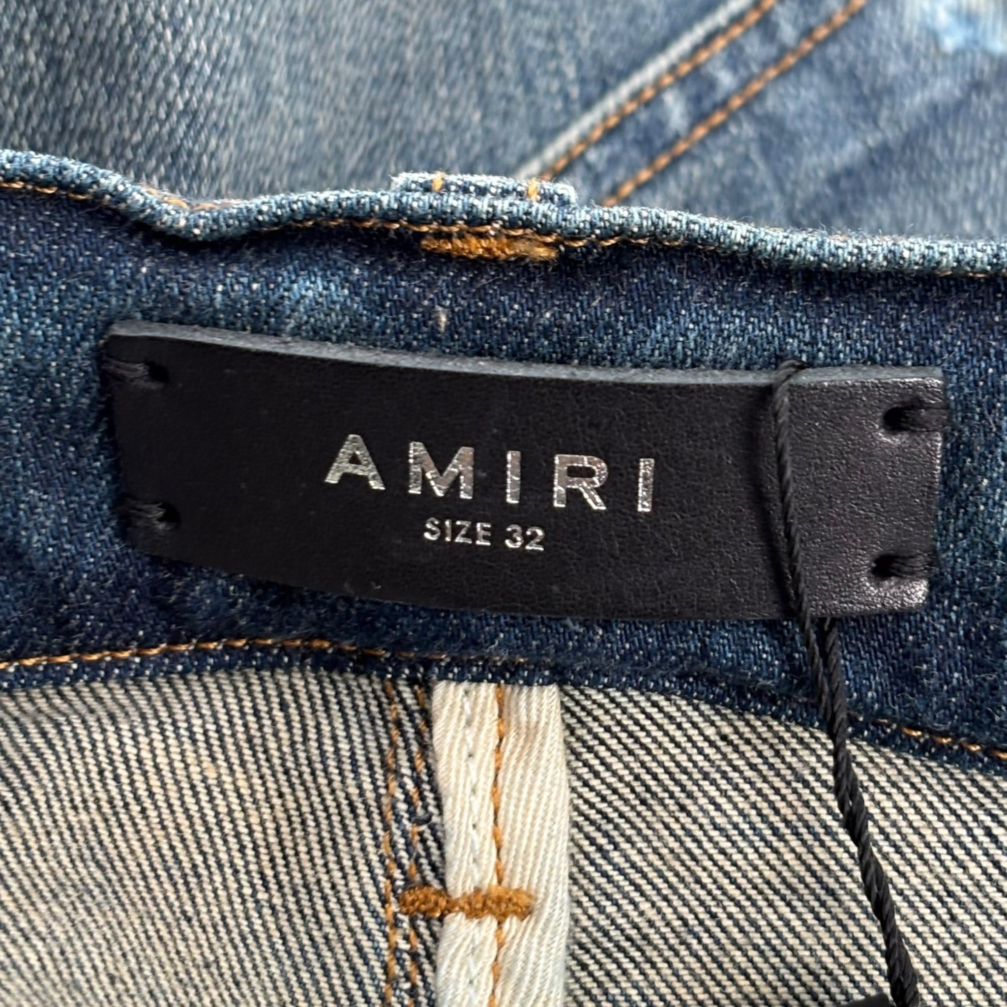 Amiri Blue Bandana Knee Patch Jeans