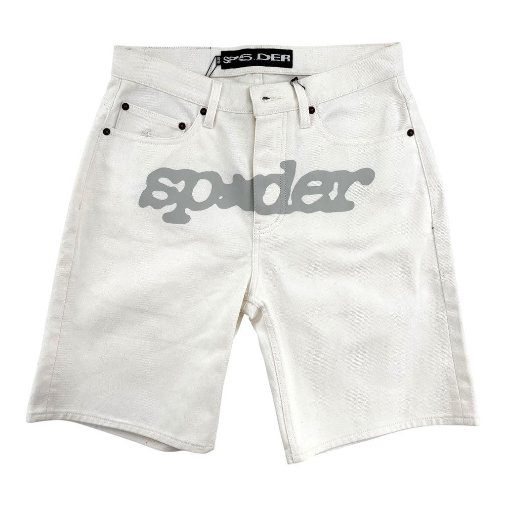 Sp5der V3 Logo Denim Short White