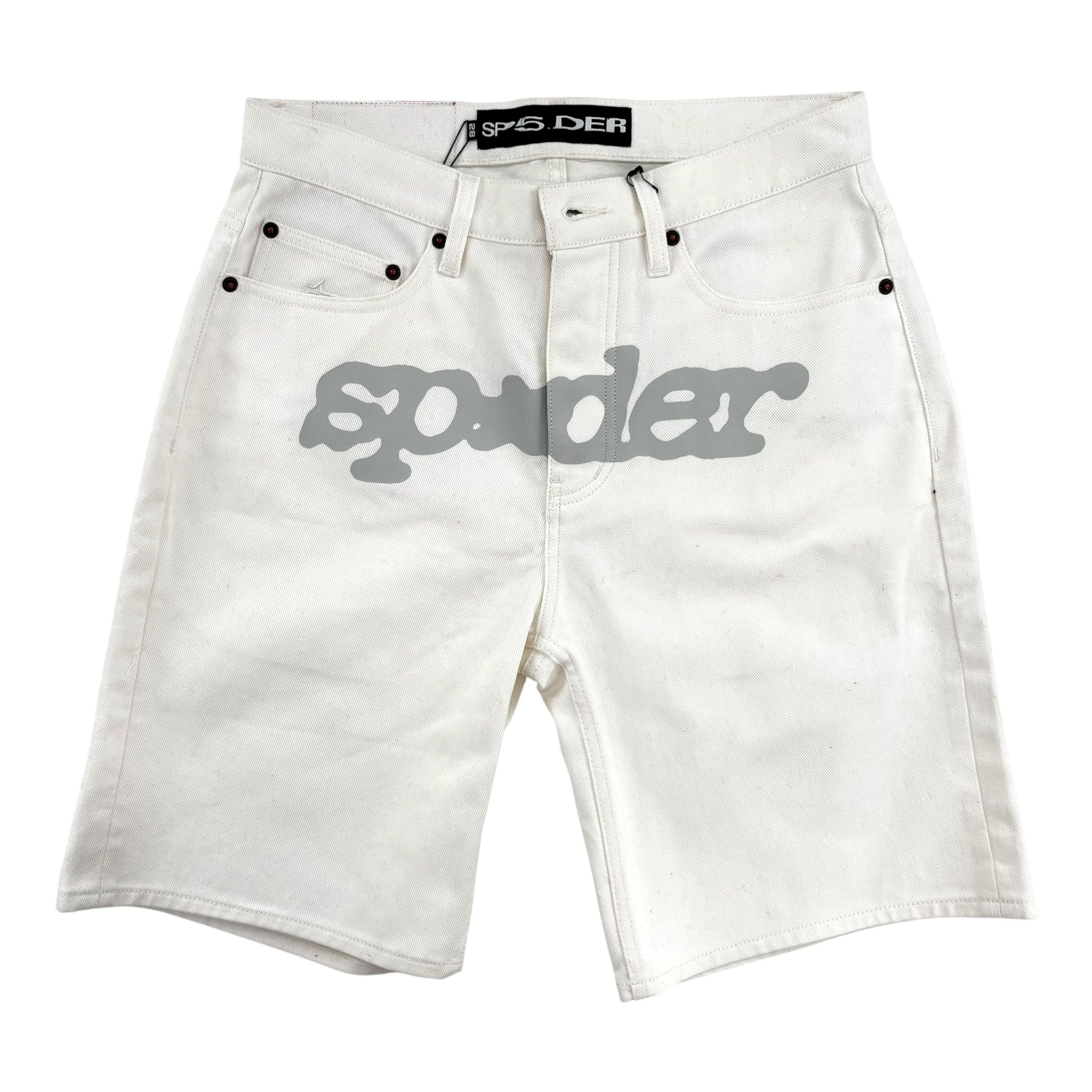 Sp5der V3 Logo Denim Short White