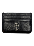 Chrome Hearts Silver Cross Leather Cardholder Black