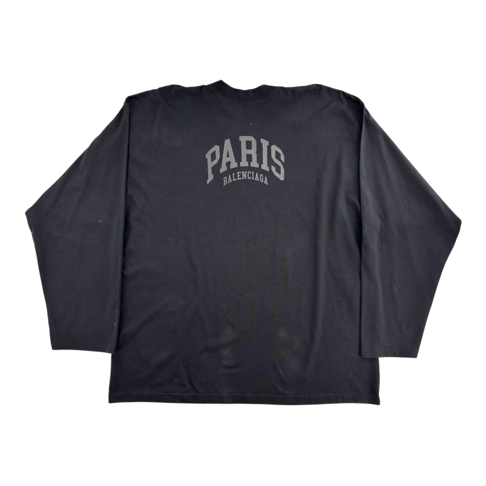 Balenciaga Men's Oversized Cities Paris Long Sleeve T-Shirt