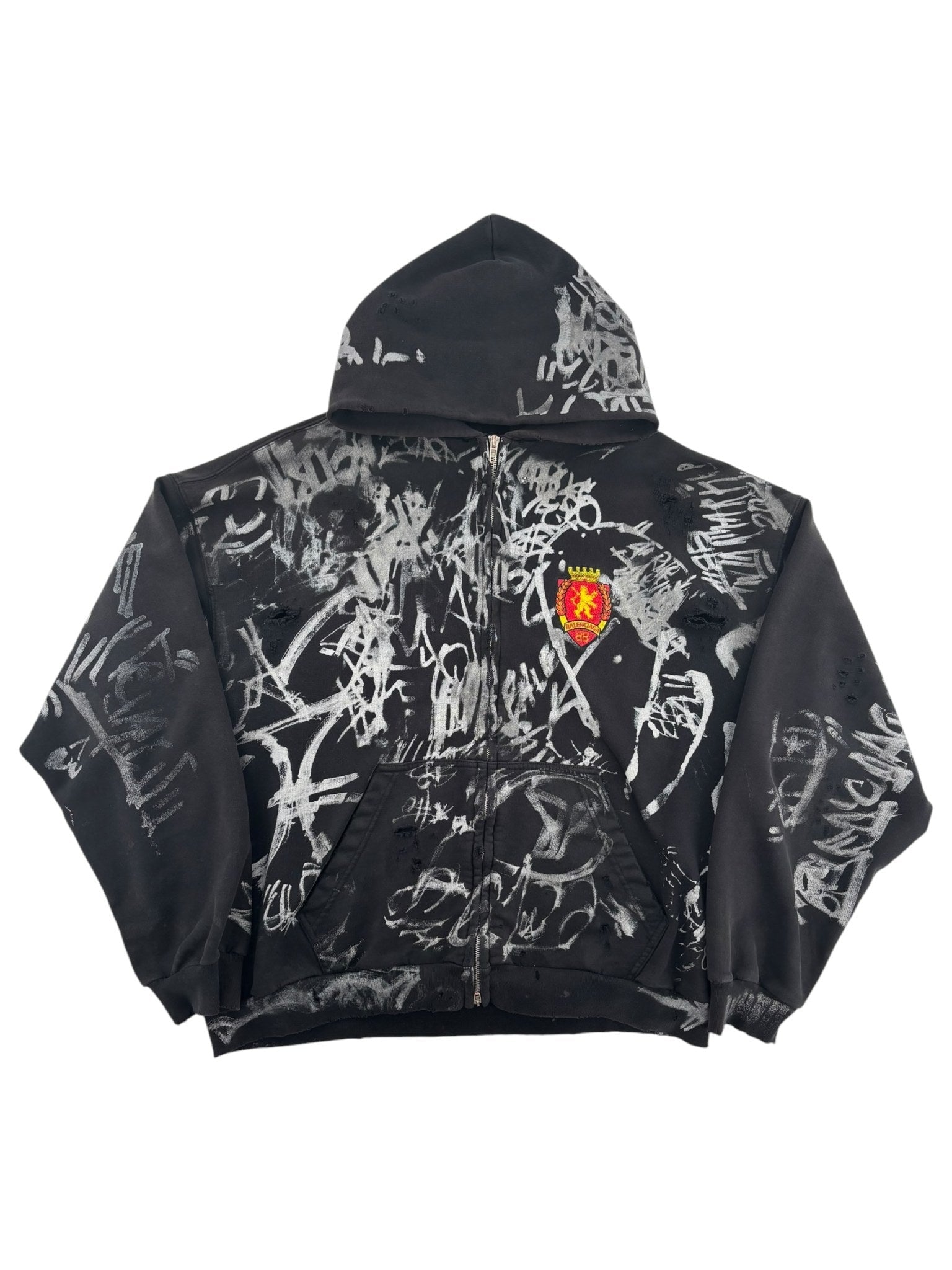 Balenciaga Skater Zip-Up Hoodie Black