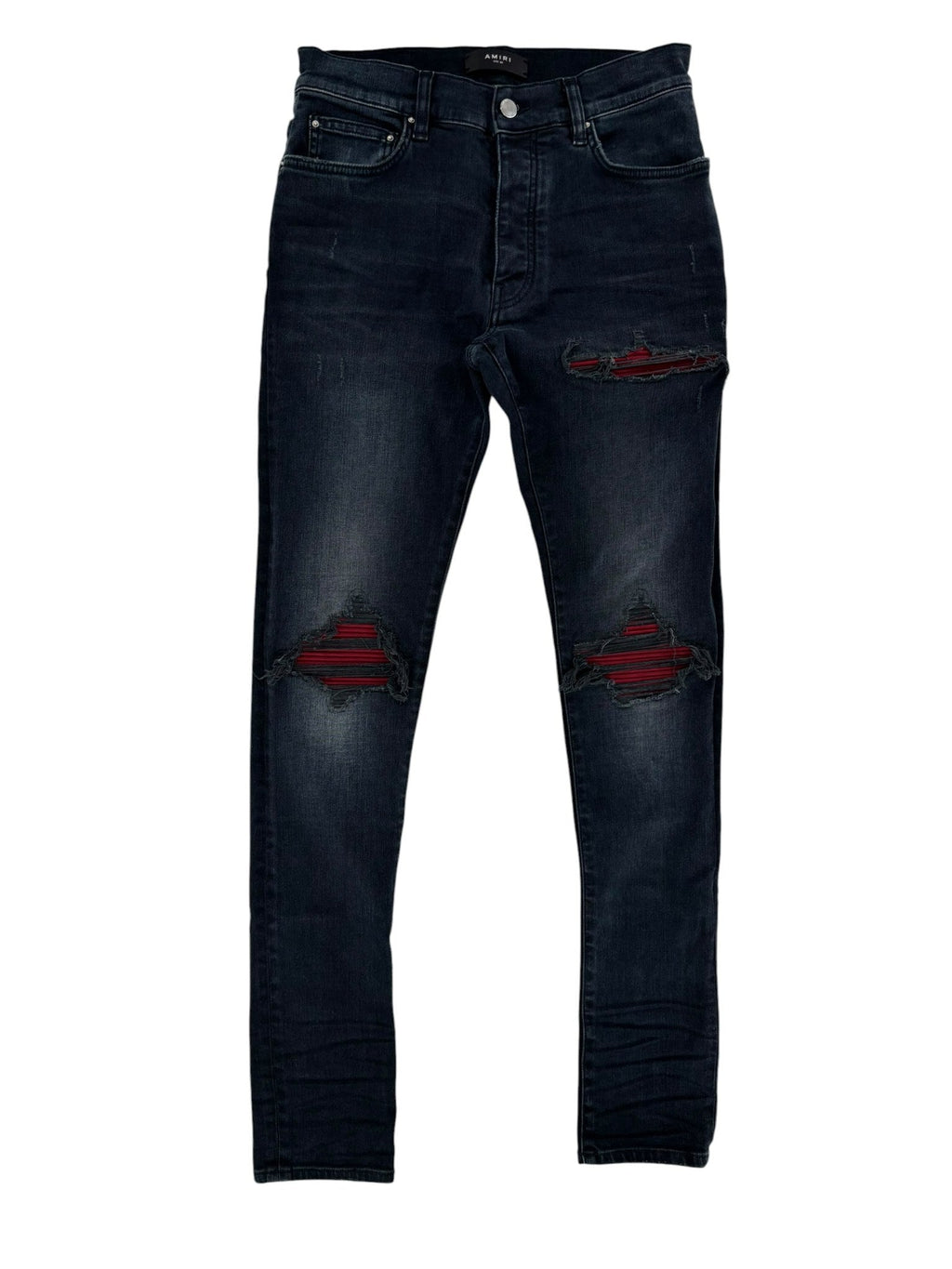 Amiri MX1 Suede Patch Jeans Black/Red