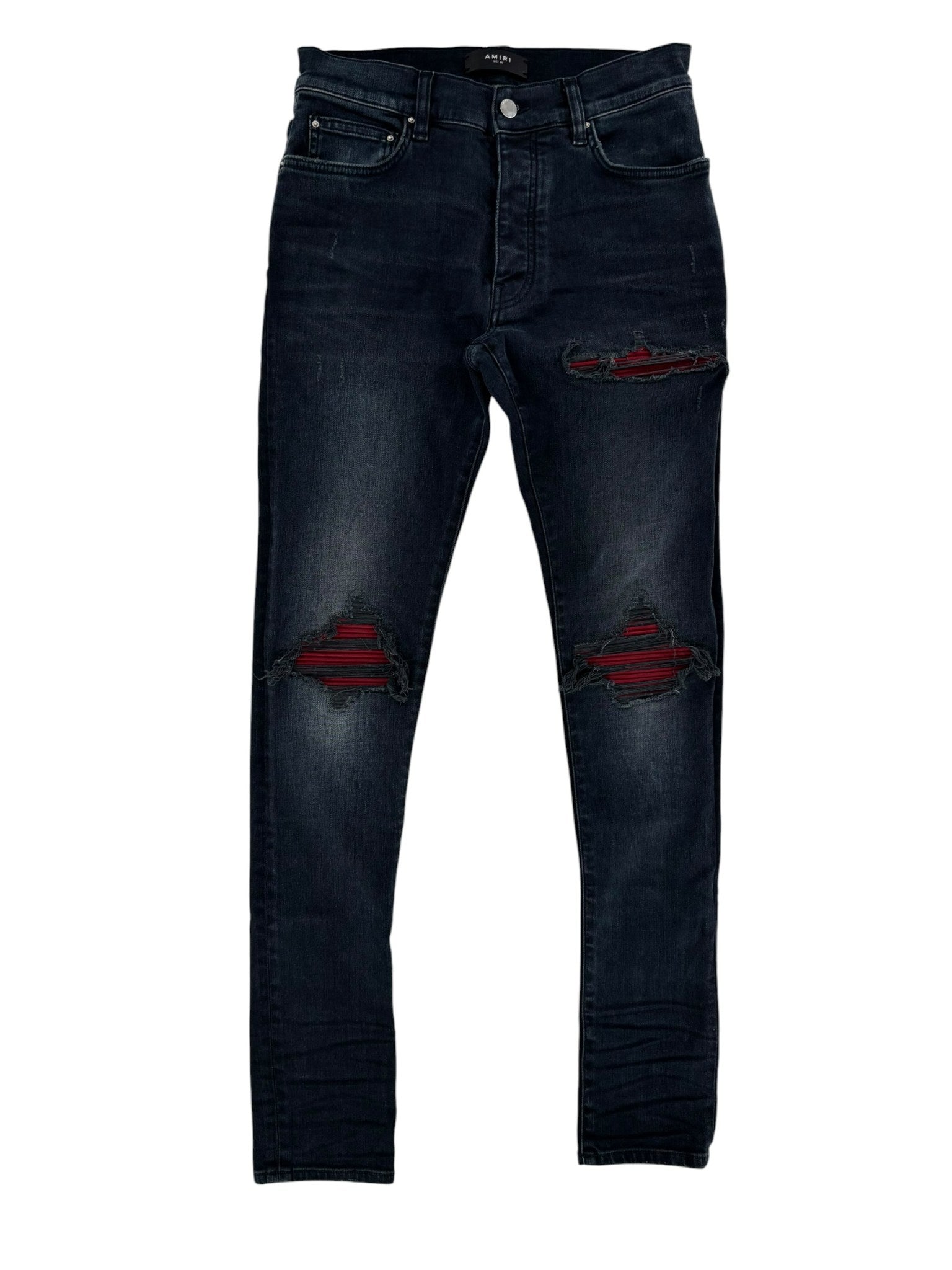 Amiri MX1 Suede Patch Jeans Black/Red
