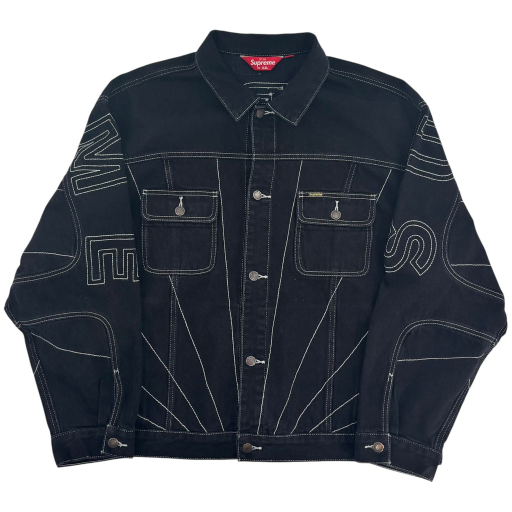 Supreme Radial Embroidered Denim Trucker Jacket Black