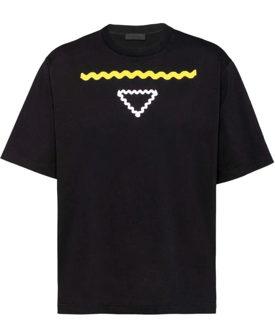 Prada Triangle Print Cotton T Shirt