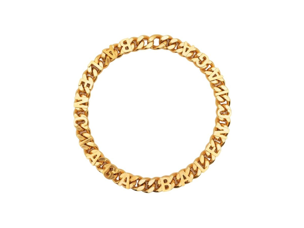 Balenciaga Logo Lettering Choker Necklace Gold