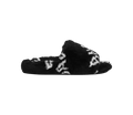 Balenciaga Furry Slides Allover Logo in Black/White