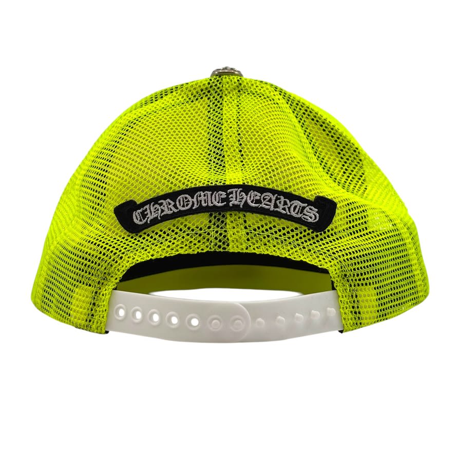 Chrome Hearts Cemetary Cross Trucker Hat Neon Yellow