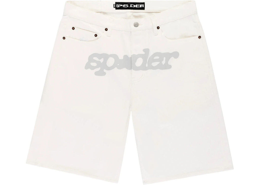 Sp5der V3 Logo Denim Short White