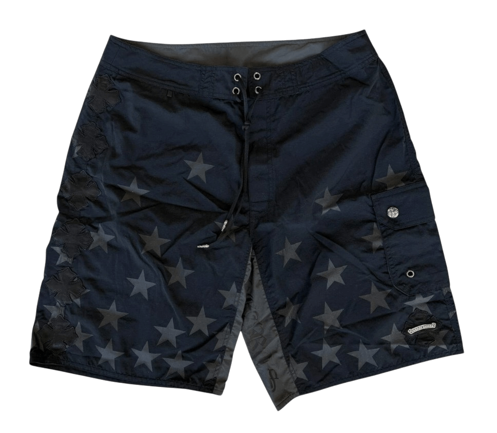 Chrome Hearts Black Star Cross Patch Swimshorts