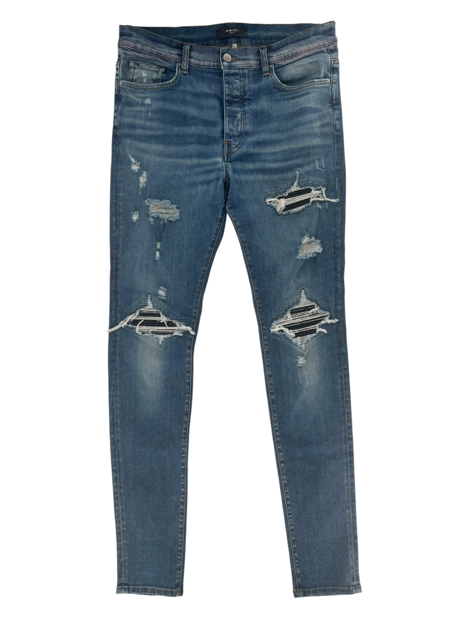 Amiri MX1 Leather Patch Jeans Blue/Black