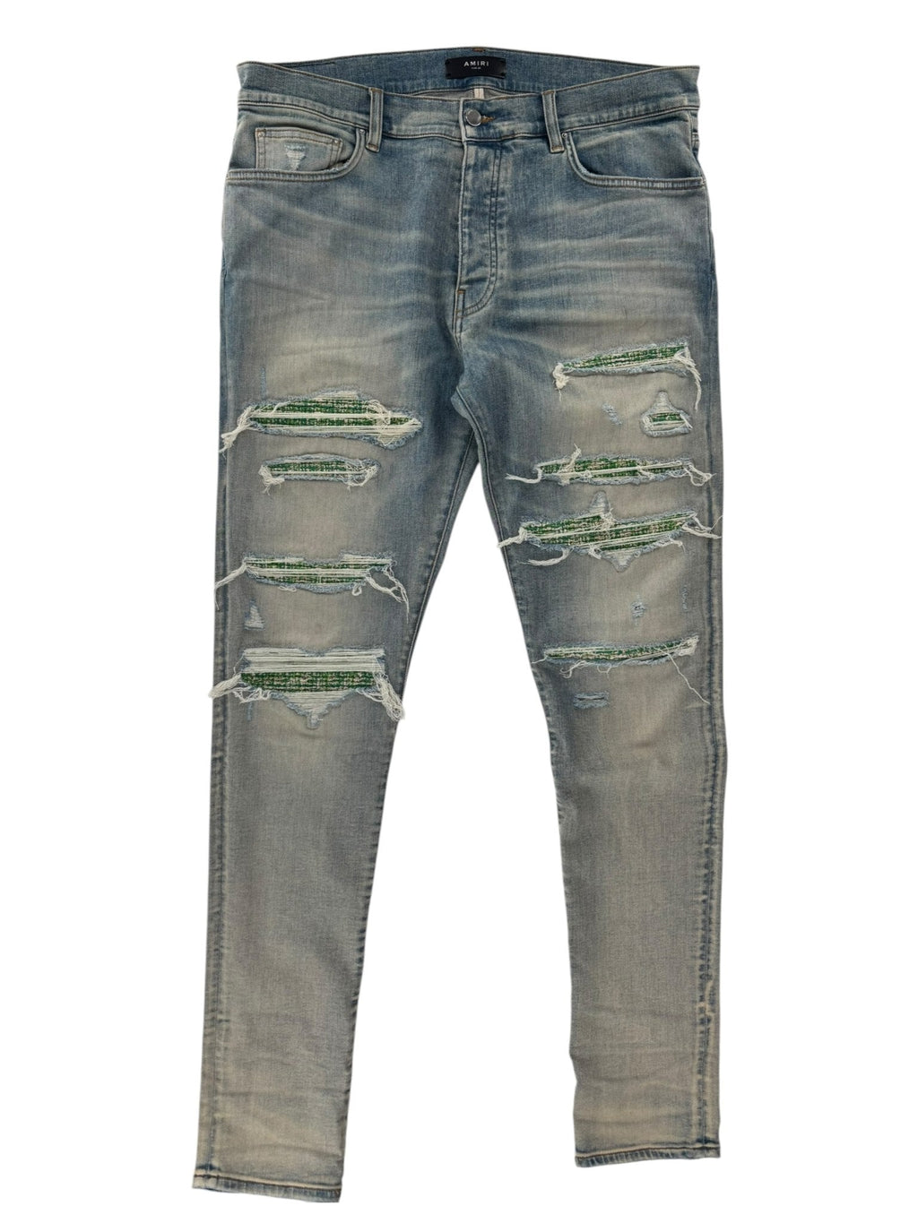 Amiri Distressed Jeans Chenille Green Patch