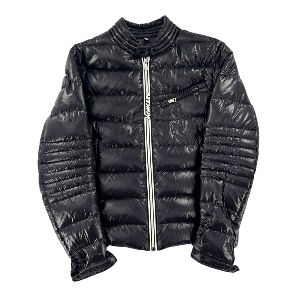 Moncler Logo Zip Puffer Coat Black
