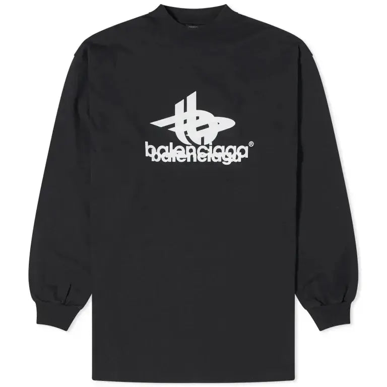 Balenciaga Layered Logo Longsleeve Black