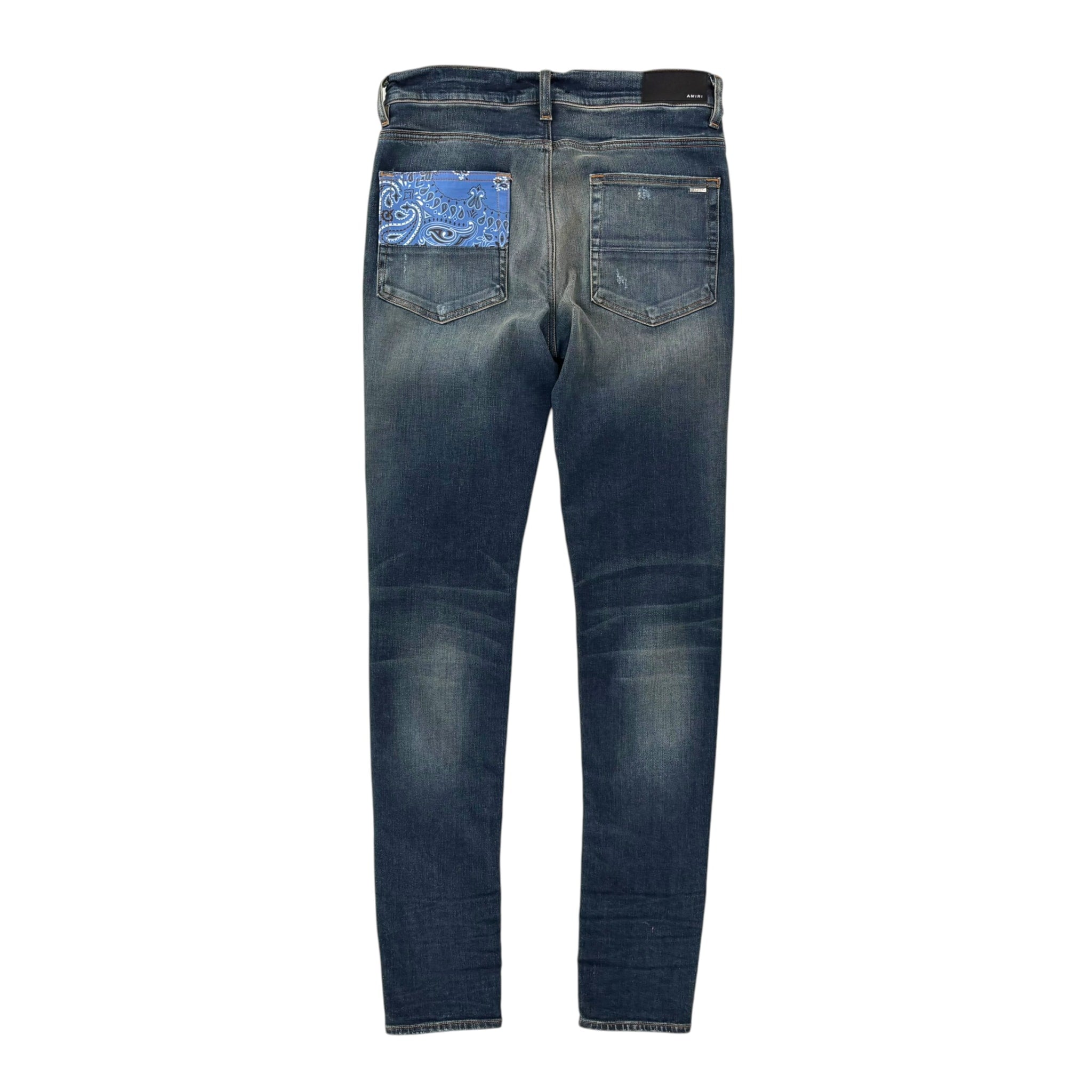 Amiri Blue Bandana Knee Patch Jeans