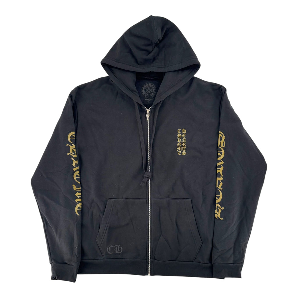 Chrome Hearts Vertical Logo Zip Up Hoodie Black/Army Green