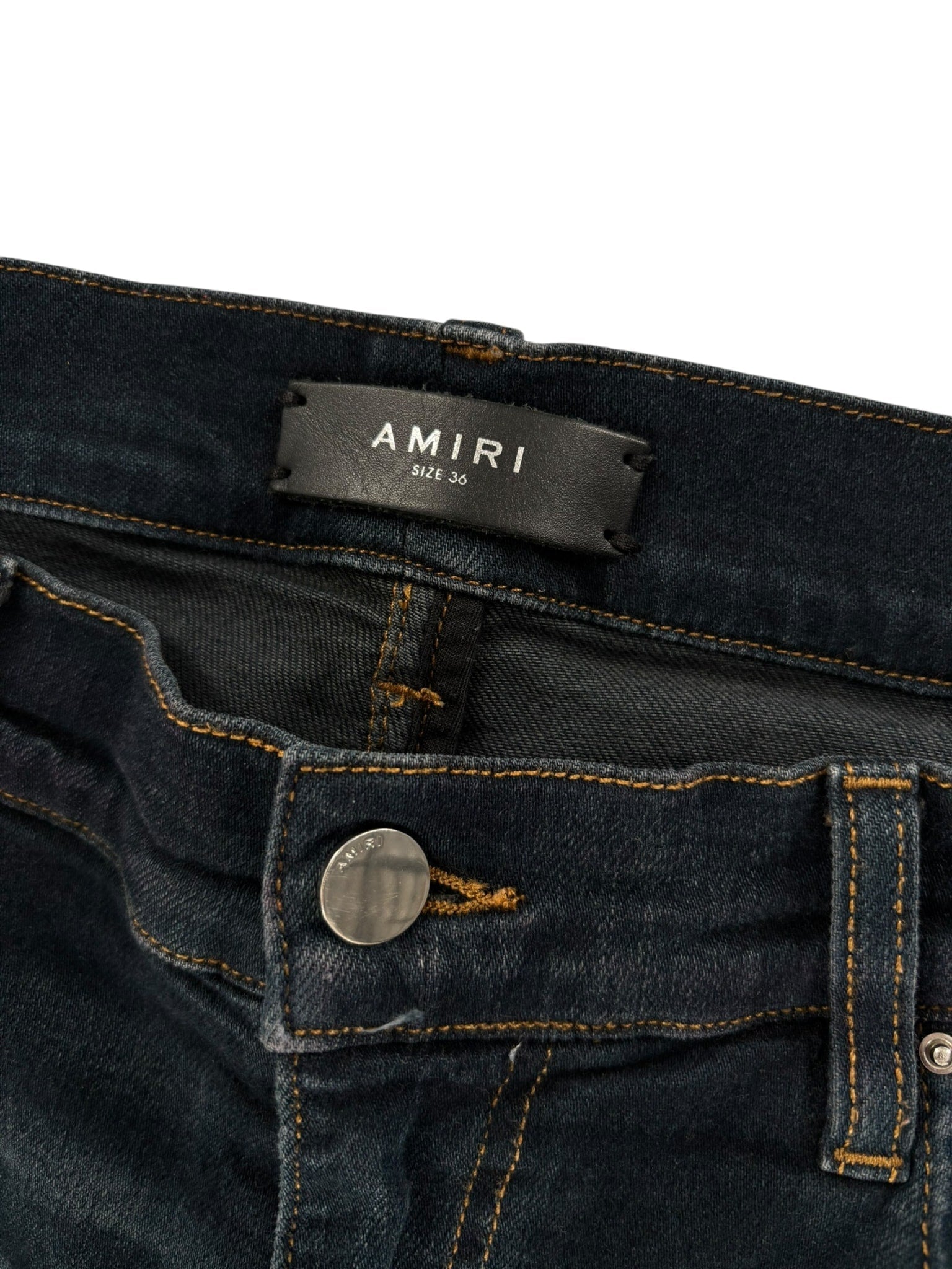 Amiri MX1 Leather Patch Jeans Deep Indigo/Black