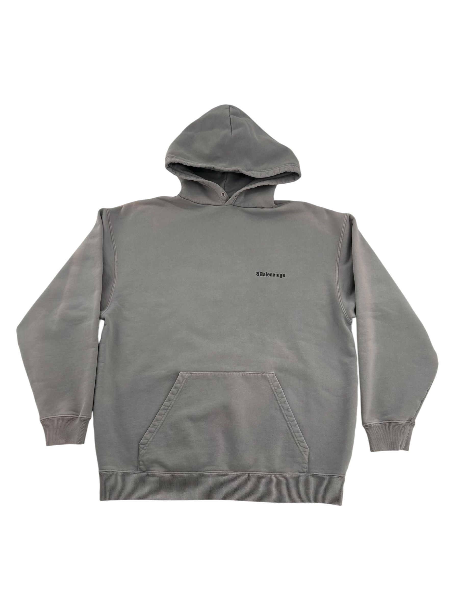 Balenciaga Grey Embroidered Hoodie