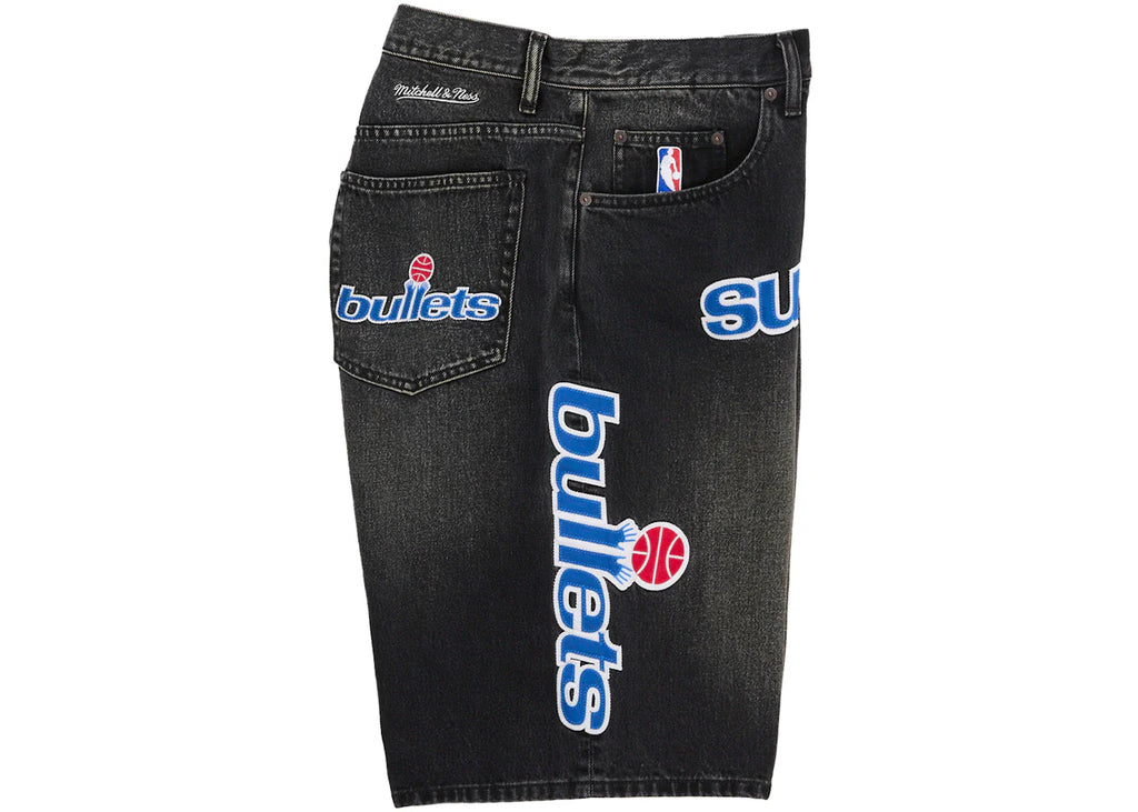 Supreme Mitchell & Ness Washington Bullets Baggy Denim Short Black