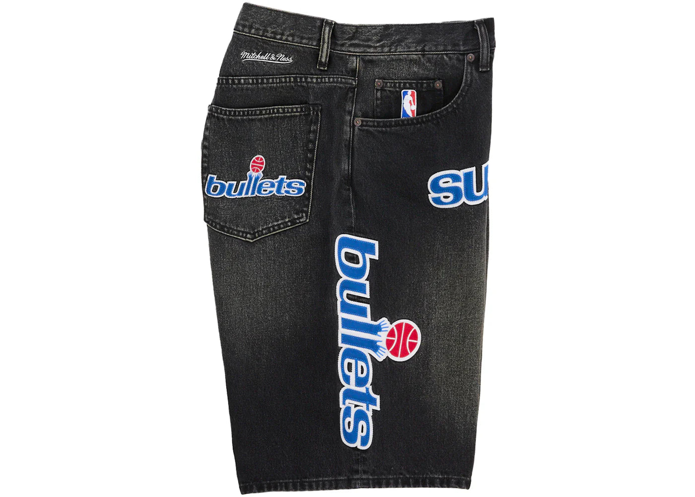 Supreme Mitchell & Ness Washington Bullets Baggy Denim Short Black