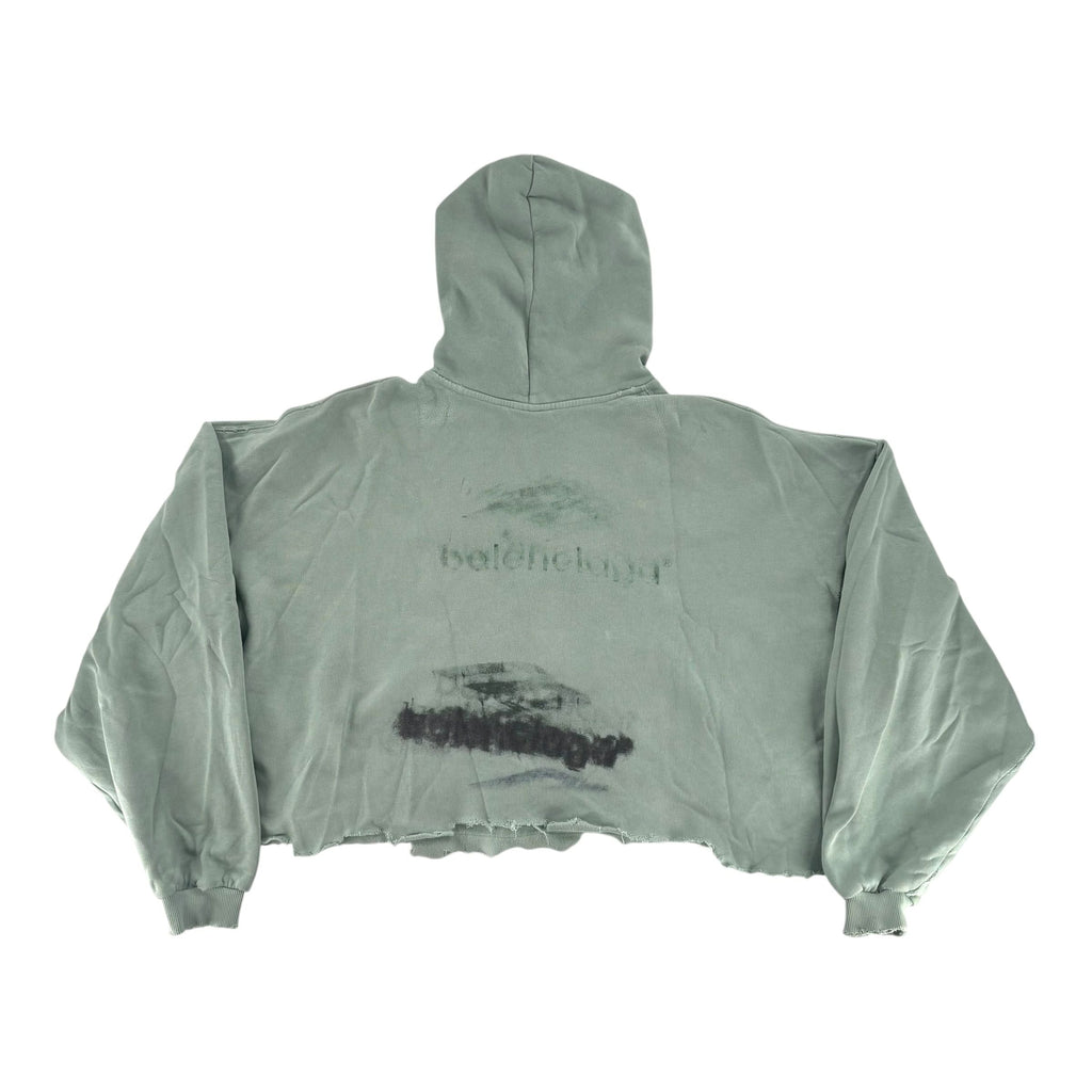 Balenciaga DIY Imprint Cropped Hoodie Sage Green