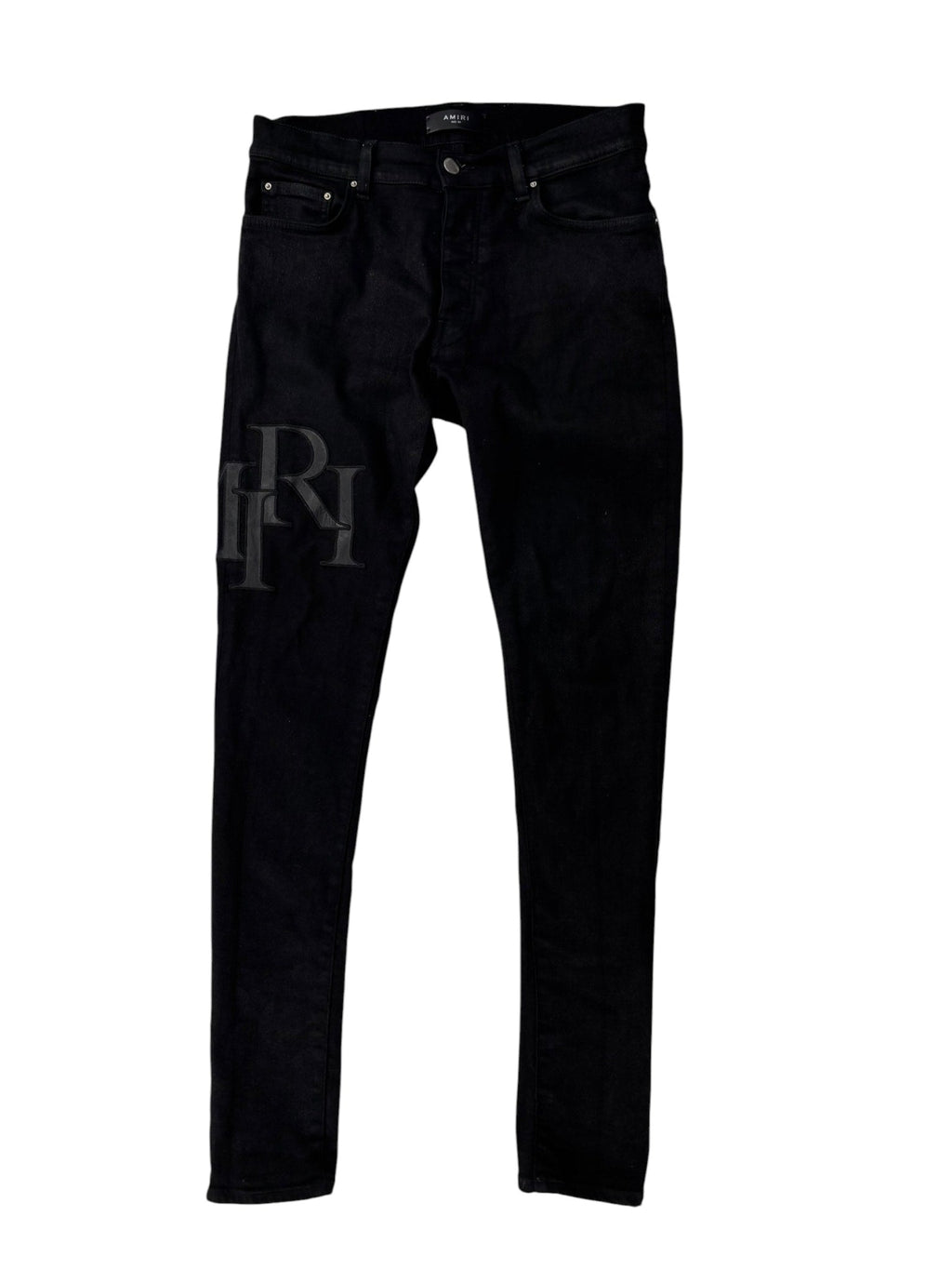 Amiri Script Logo Patch Denim Black