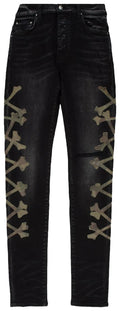 Amiri Camo Bone Jeans Aged Black