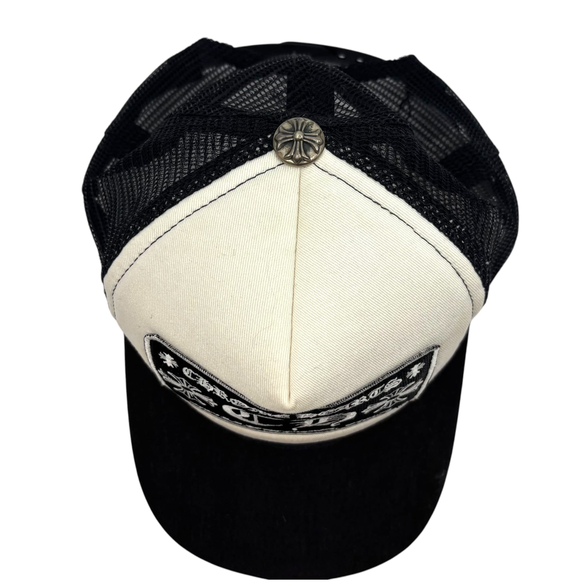 Chrome Hearts CH Hollywood Trucker Hat Black White