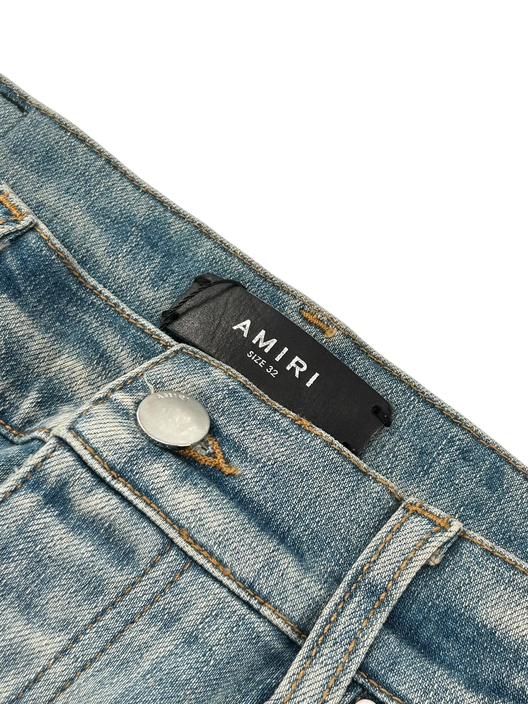 Amiri Paint Quilted Patch Denim Lightwash