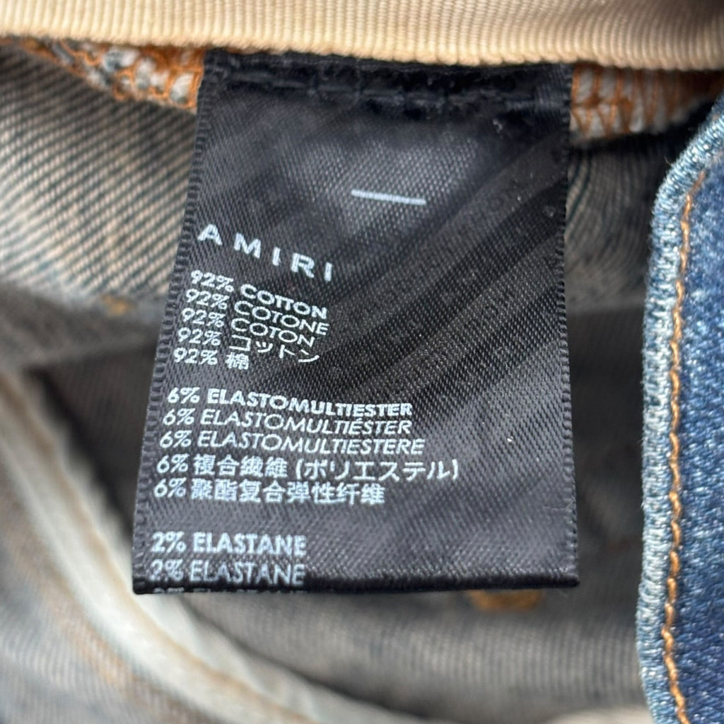 Amiri Blue Bandana Knee Patch Jeans