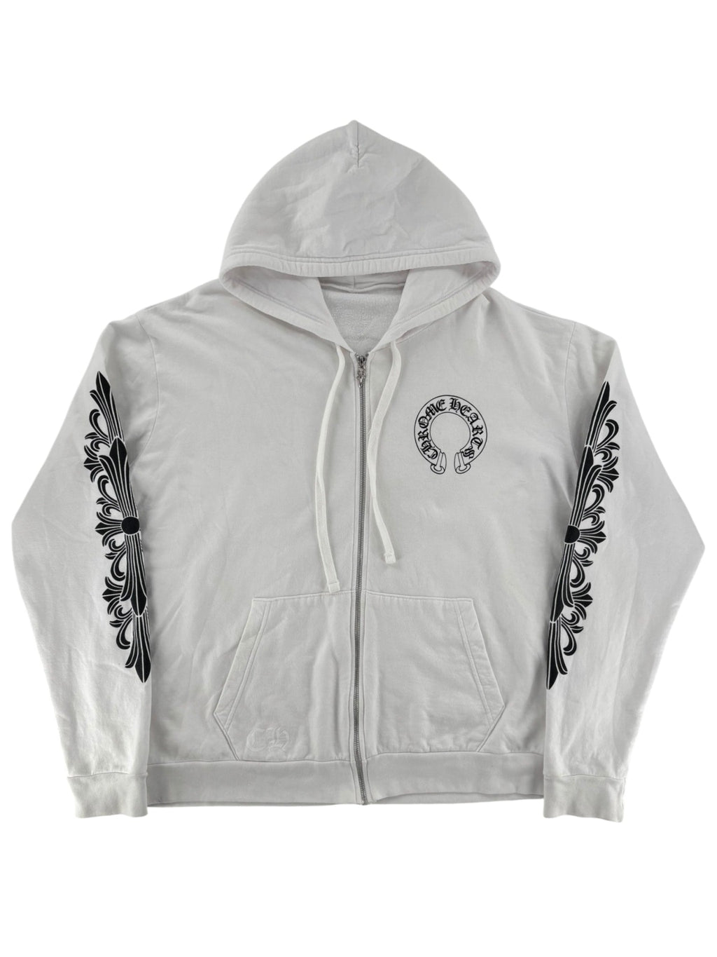 Chrome Hearts Floral Horseshoe Zip-up Hoodie White