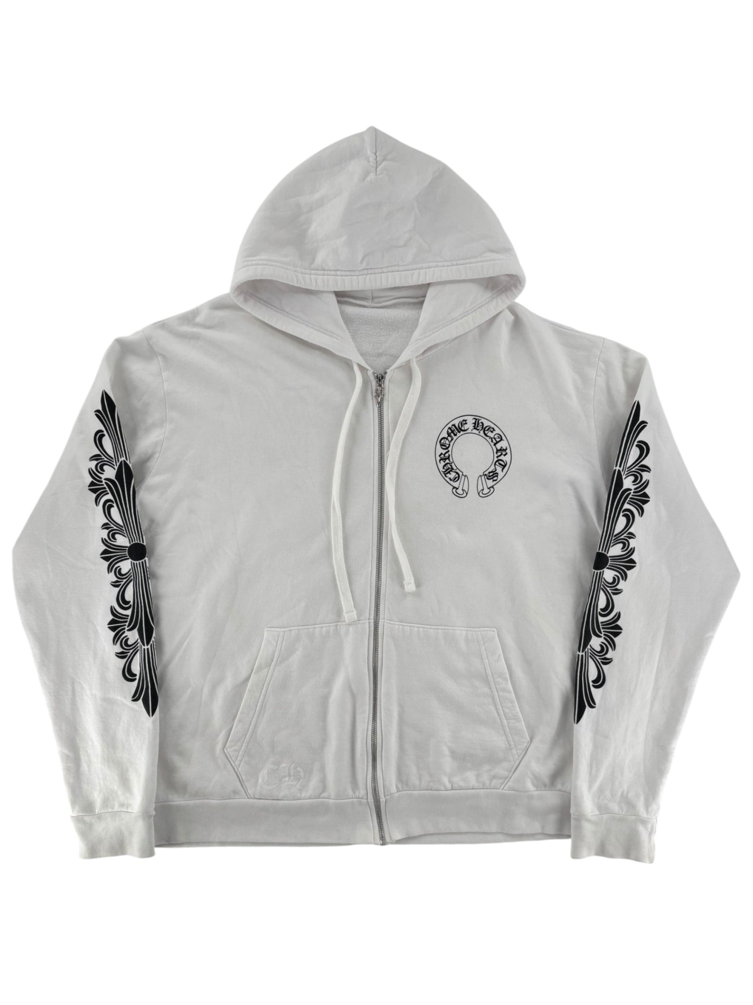 Chrome Hearts Floral Horseshoe Zip-up Hoodie White