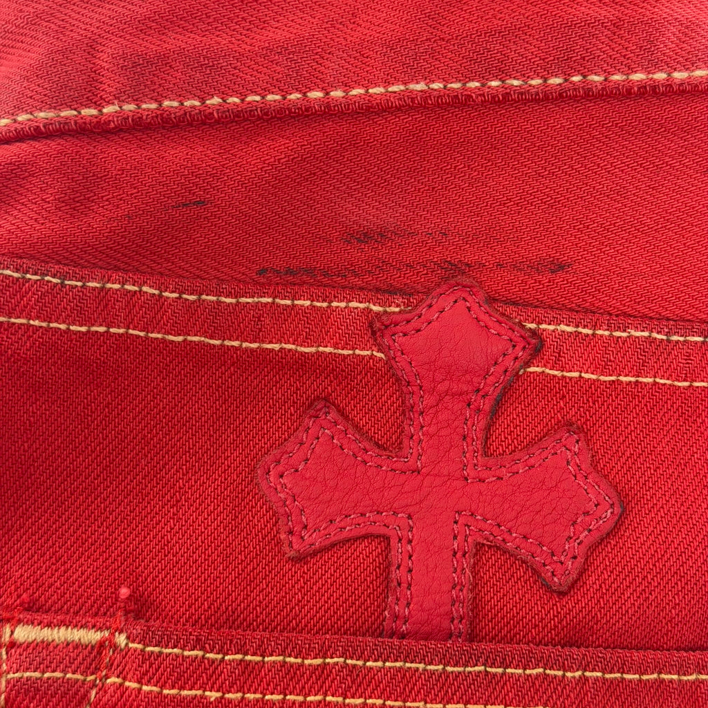 Chrome Hearts 16 Patch Jeans Red