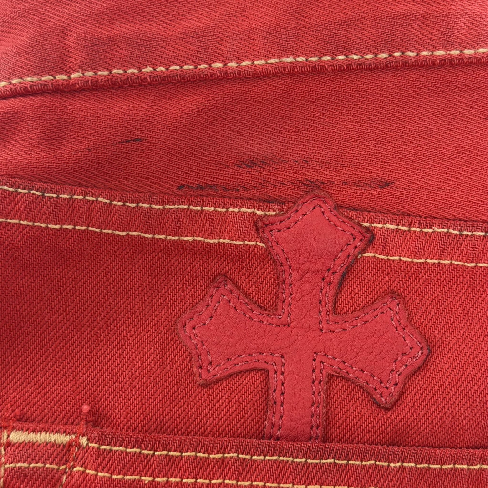 Chrome Hearts 16 Patch Jeans Red