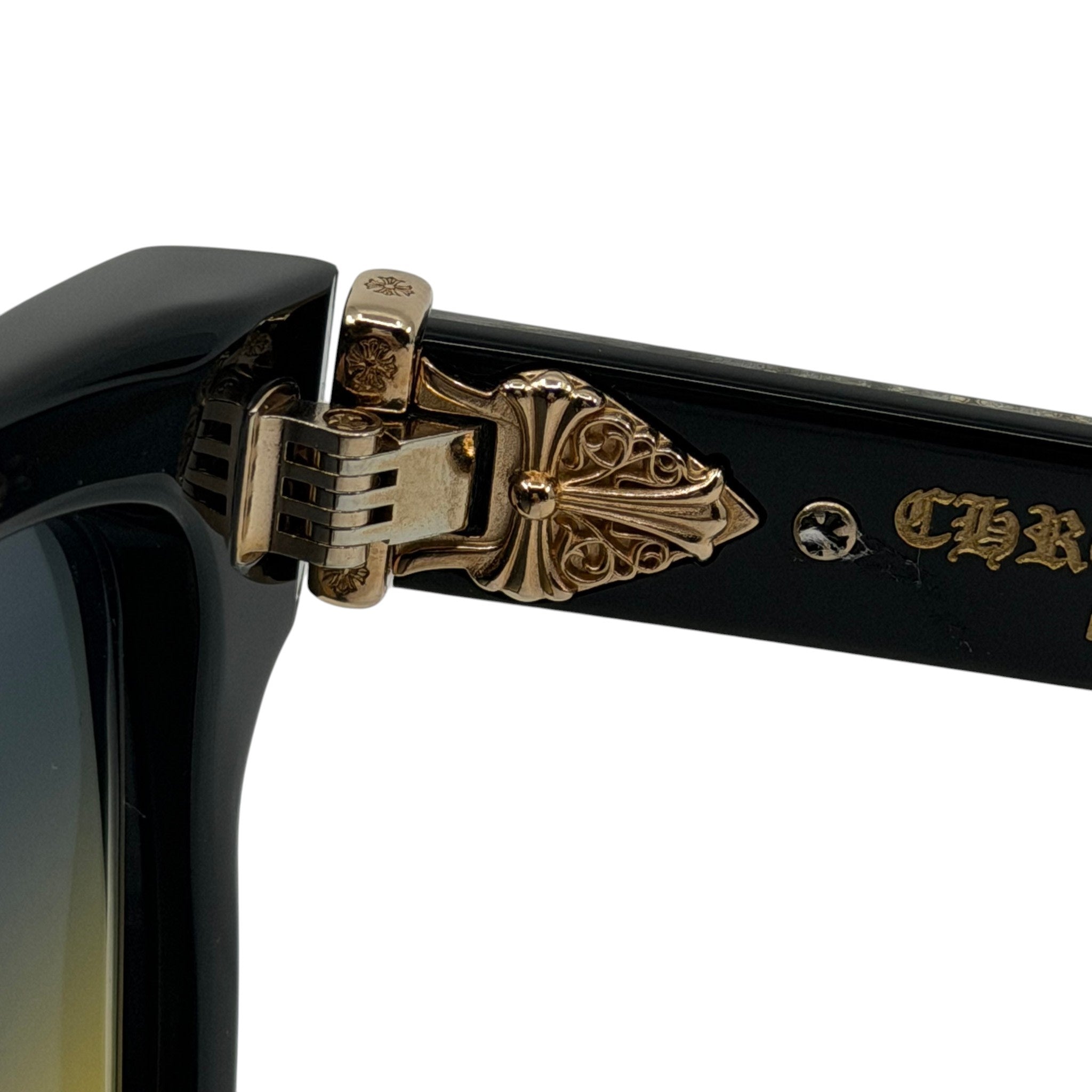 Chrome Hearts Box Officer Sunglasses Black Gold