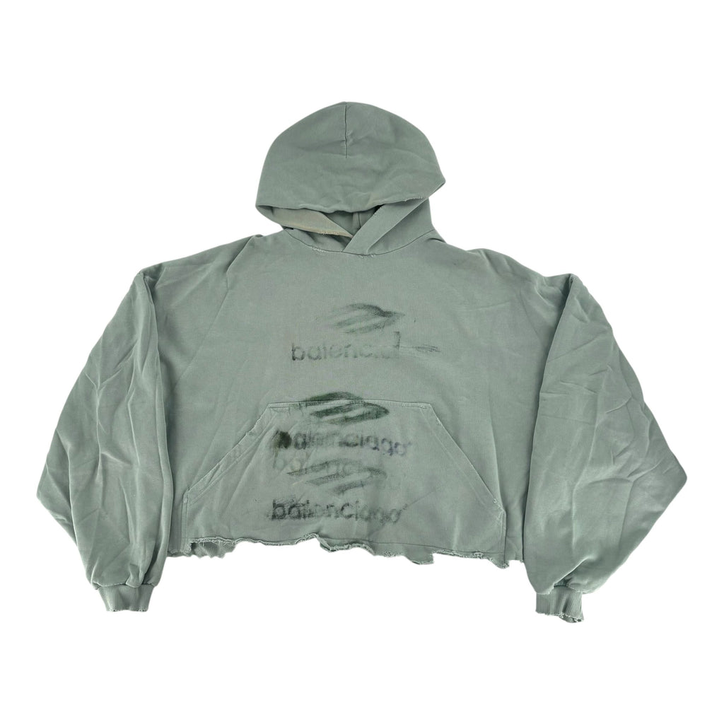 Balenciaga DIY Imprint Cropped Hoodie Sage Green