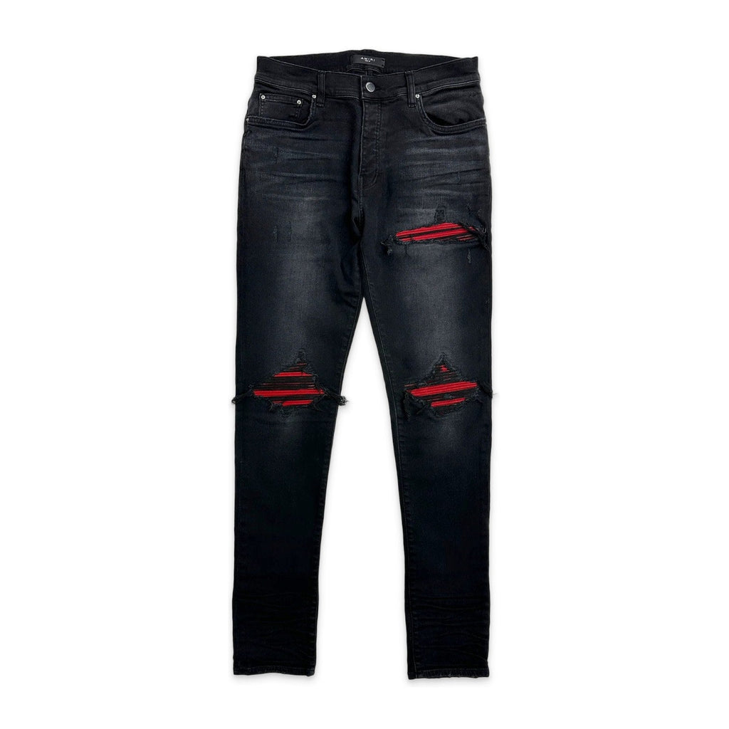 Amiri MX1 Suede Patch Jeans Black/Red