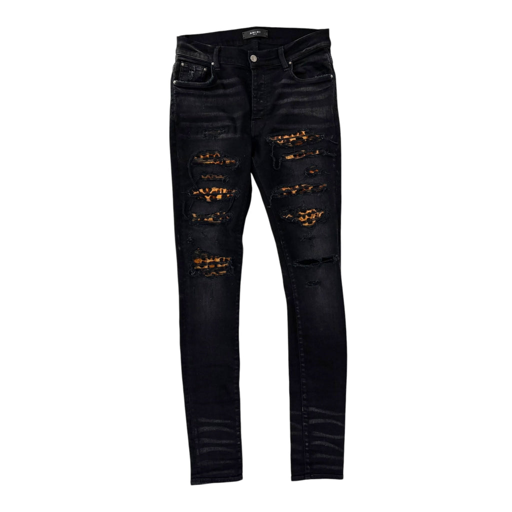 Amiri Cheetah Ribbed Denim Black