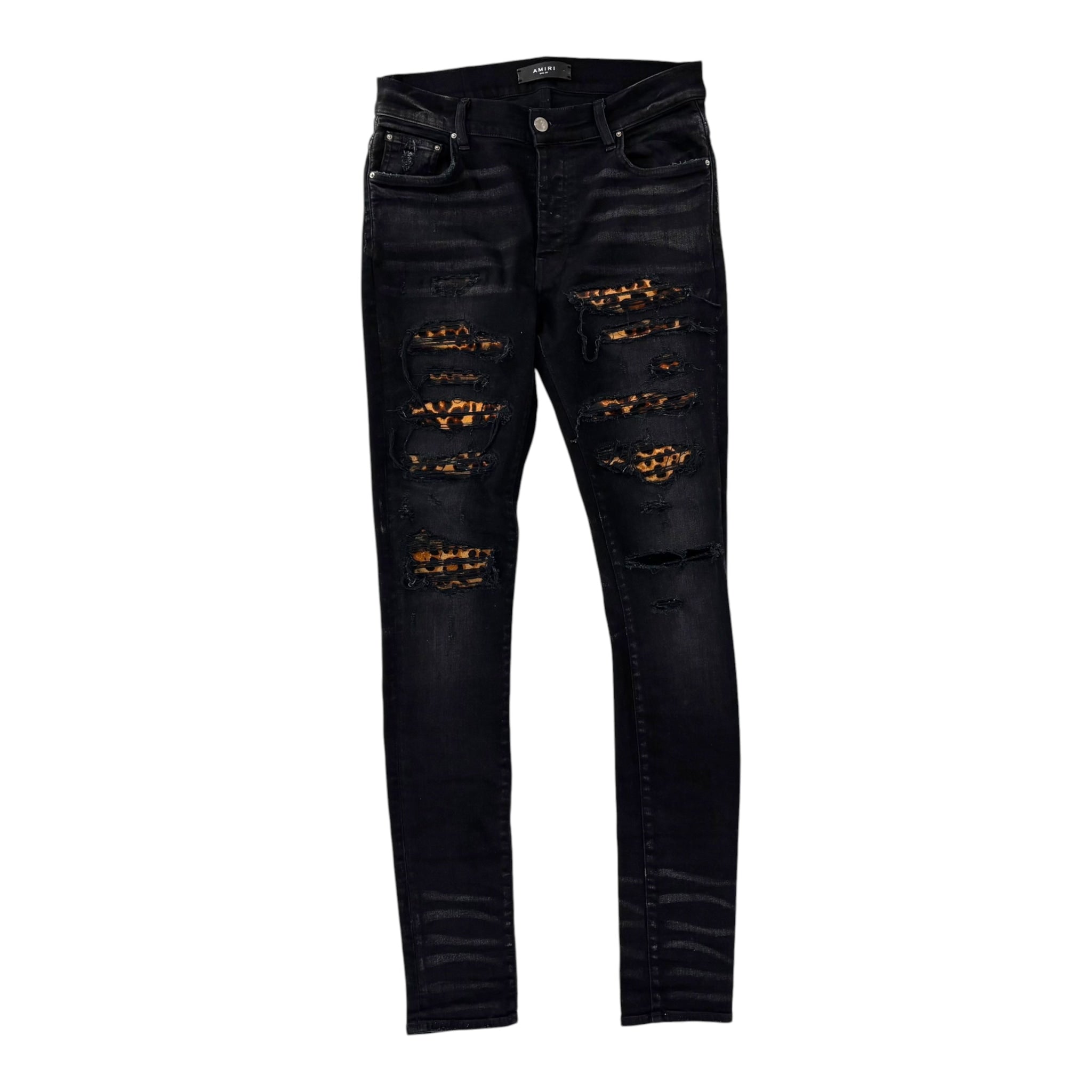 Amiri Cheetah Ribbed Denim Black