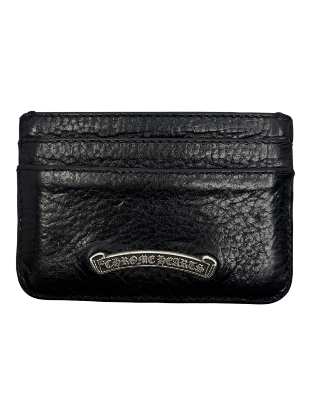 Chrome Hearts Silver Cross Leather Cardholder Black